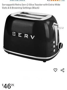 Servappetit Toaster Black Retro Vintage Look